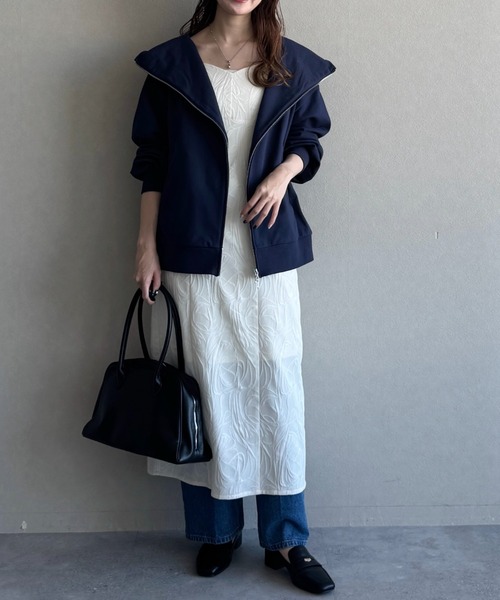 mysty woman（ミスティウーマン）の「フラワージャガードキャミワンピース 645143（ワンピース・レディース・アイボリー/ブラック・FREE）」の8枚目の写真