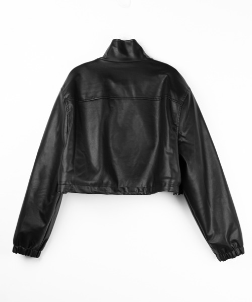 2color 】裏ファーアウトポケットジップアップショートレザーブルゾン