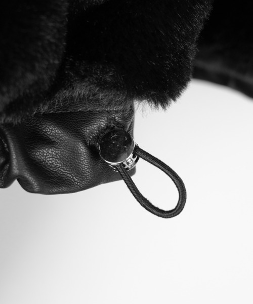 2color 】裏ファーアウトポケットジップアップショートレザーブルゾン