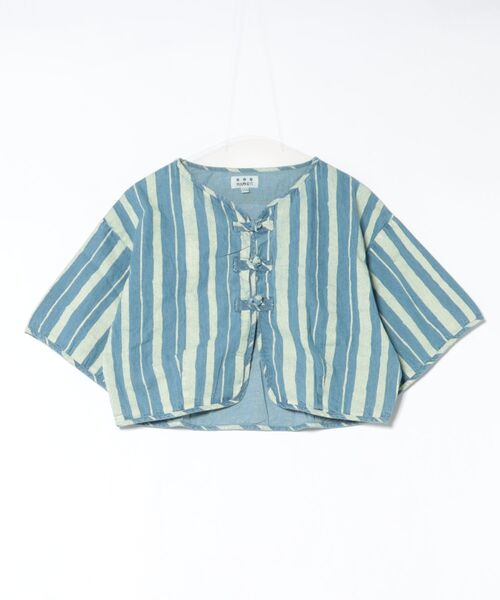 MARKEY'S（マーキーズ）の「デニム半袖チャイナシャツ/おとな（シャツ/ブラウス・レディース・ライトブルー/ネイビー・160cm）」の2枚目の写真