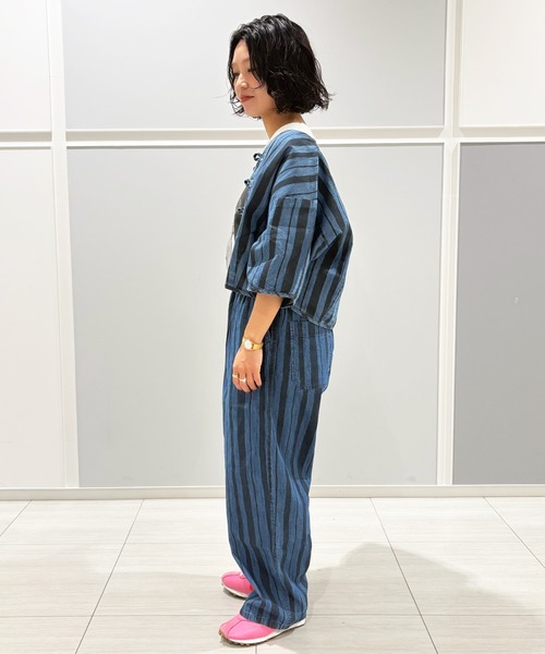 MARKEY'S（マーキーズ）の「デニム半袖チャイナシャツ/おとな（シャツ/ブラウス・レディース・ライトブルー/ネイビー・160cm）」の8枚目の写真