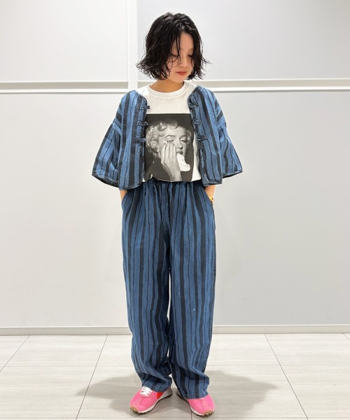 MARKEY'S（マーキーズ）の「デニム半袖チャイナシャツ/おとな（シャツ/ブラウス・レディース・ライトブルー/ネイビー・160cm）」の6枚目の写真