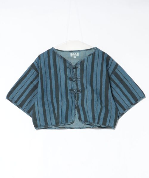 MARKEY'S（マーキーズ）の「デニム半袖チャイナシャツ/おとな（シャツ/ブラウス・レディース・ライトブルー/ネイビー・160cm）」の3枚目の写真