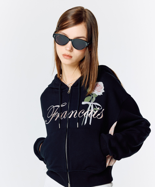 LARTIGENT(ラーティゼン)の「L15 ROSE CROP HOOD ZIP-UP(BLACK)(パーカー・レディース・その他・FREE)」の1枚目の写真