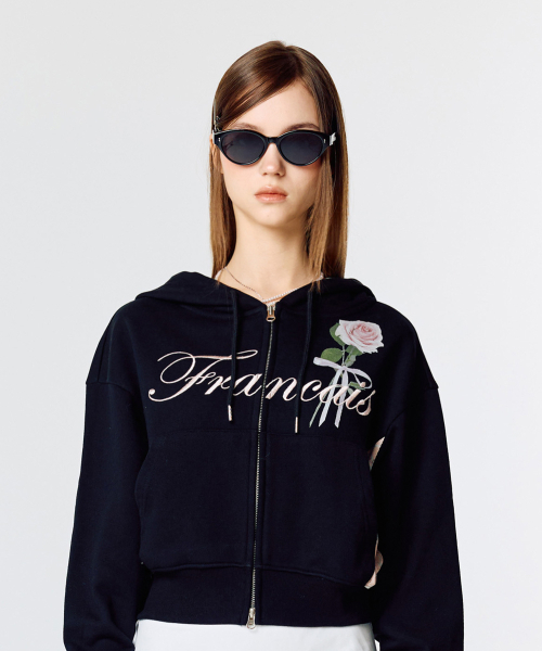 LARTIGENT(ラーティゼン)の「L15 ROSE CROP HOOD ZIP-UP(BLACK)(パーカー・レディース・その他・FREE)」の5枚目の写真