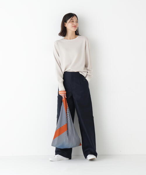 human woman（ヒューマンウーマン）の「◆【ウォッシャブル】オーガニックコットン混ライン入プルオーバー（ニット/セーター・レディース・ネイビー/ブルー/グリーン/ベージュ系その他2・MEDIUM）」の11枚目の写真