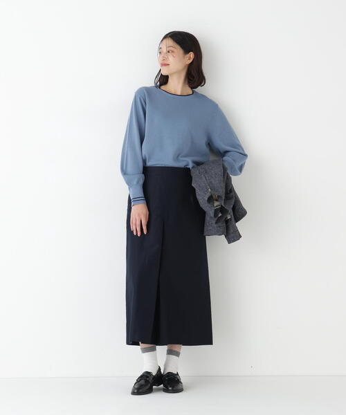 human woman（ヒューマンウーマン）の「◆【ウォッシャブル】オーガニックコットン混ライン入プルオーバー（ニット/セーター・レディース・ネイビー/ブルー/グリーン/ベージュ系その他2・MEDIUM）」の16枚目の写真