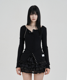 ILLIO（イリオ）の「Black My one lace trim cardigan（カーディガン/ボレロ）」