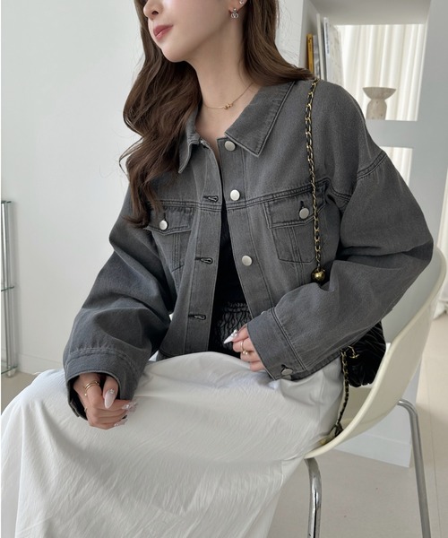 TREOVER(トレオーバー)の「バランス良く着こなせるショート丈デニムジャケット(デニムジャケット・レディース・ブルー/ブラック/ライトブルー・MEDIUM/LARGE)」の3枚目の写真