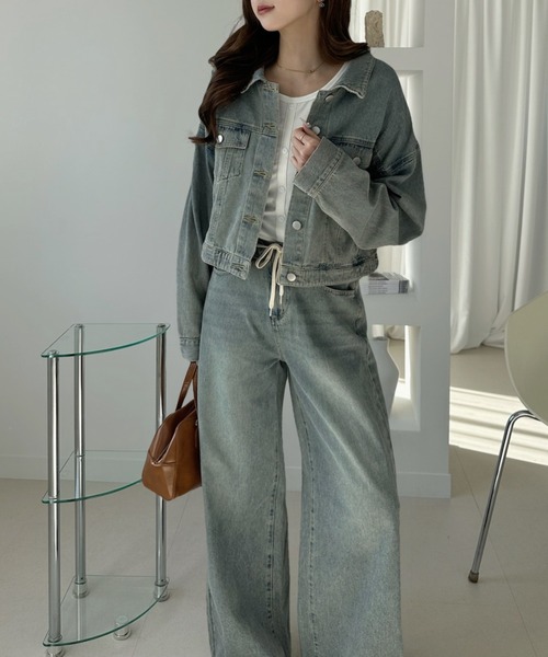 TREOVER(トレオーバー)の「バランス良く着こなせるショート丈デニムジャケット(デニムジャケット・レディース・ブルー/ブラック/ライトブルー・MEDIUM/LARGE)」の8枚目の写真