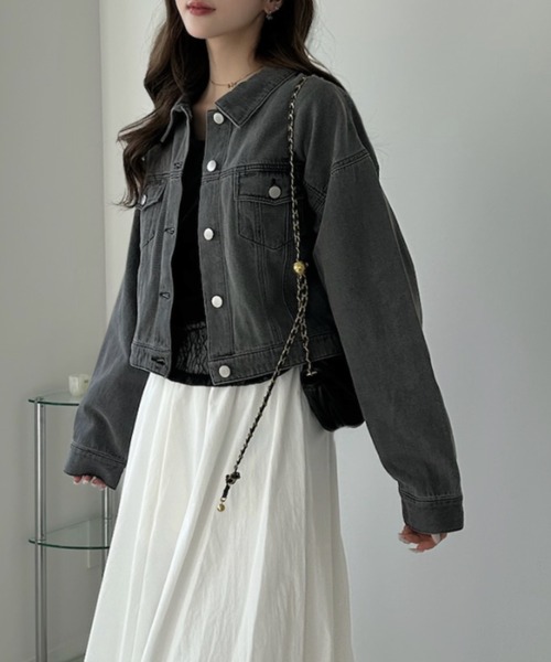 TREOVER(トレオーバー)の「バランス良く着こなせるショート丈デニムジャケット(デニムジャケット・レディース・ブルー/ブラック/ライトブルー・MEDIUM/LARGE)」の15枚目の写真