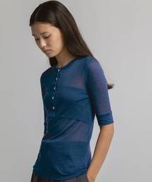 CINOH | SLIM SHEER HENLEY TOP(Tシャツ/カットソー)