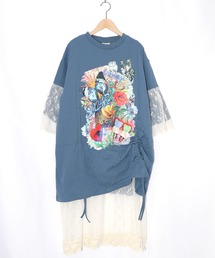 ScoLar | 161620：アート柄レース切替チュニック(チュニック)