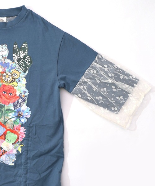 ScoLar(スカラー)の「161620:アート柄レース切替チュニック(チュニック・レディース・ブラック/ブルー・M)」の15枚目の写真