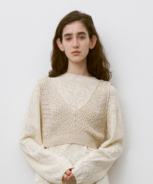 UNFIL アンフィル / double honeycomb mesh-knit cropped vest ダブルハニカムメッシュニットクロップドベスト / WXSP-UW114