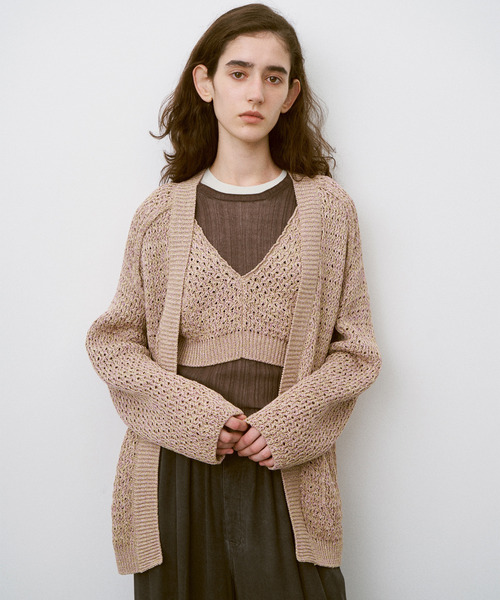 UNFIL（アンフィル）の「UNFIL アンフィル / double honeycomb mesh-knit cropped vest ダブルハニカムメッシュニットクロップドベスト / WXSP-UW114（ベスト・レディース・オフホワイト/サンドベージュ・1）」の5枚目の写真