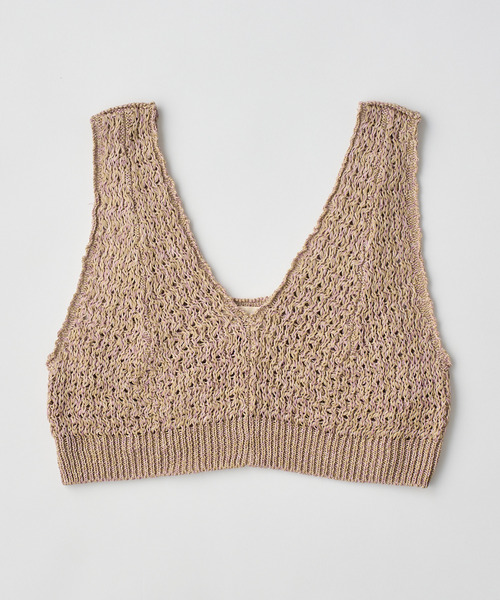 UNFIL（アンフィル）の「UNFIL アンフィル / double honeycomb mesh-knit cropped vest ダブルハニカムメッシュニットクロップドベスト / WXSP-UW114（ベスト・レディース・オフホワイト/サンドベージュ・1）」の6枚目の写真