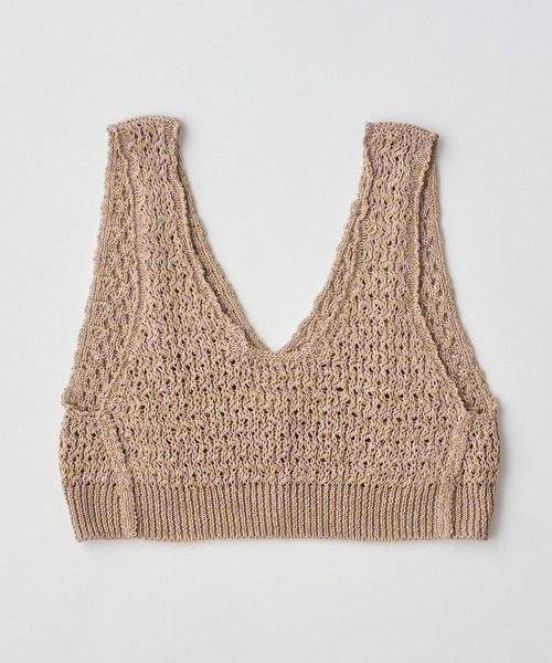 UNFIL（アンフィル）の「UNFIL アンフィル / double honeycomb mesh-knit cropped vest ダブルハニカムメッシュニットクロップドベスト / WXSP-UW114（ベスト・レディース・オフホワイト/サンドベージュ・1）」の7枚目の写真