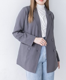 clear（クリア）の「ストライプテーラードジャケット(セット可)[オフィスカジュアル 着回し抜群 大人]≪新作≫（テーラードジャケット）」