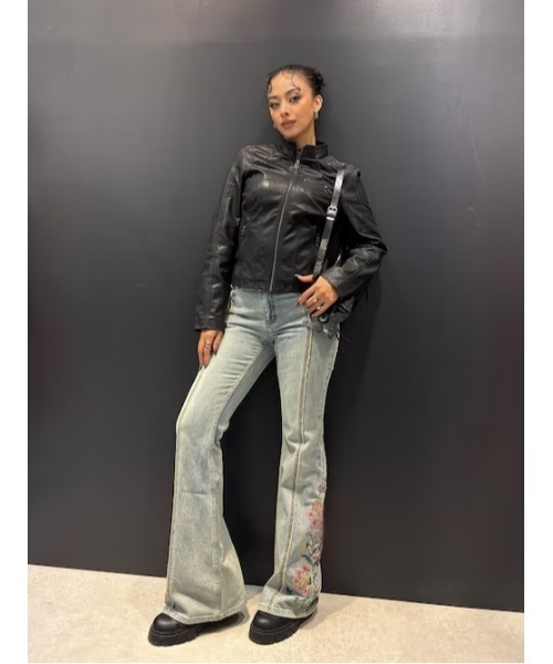 Desigual(デシグアル)の「【Desigual × Nicki Nicole】マオカラーライダースジャケット(ライダースジャケット・レディース・ブラック・XS/S/M/L/XL)」の1枚目の写真