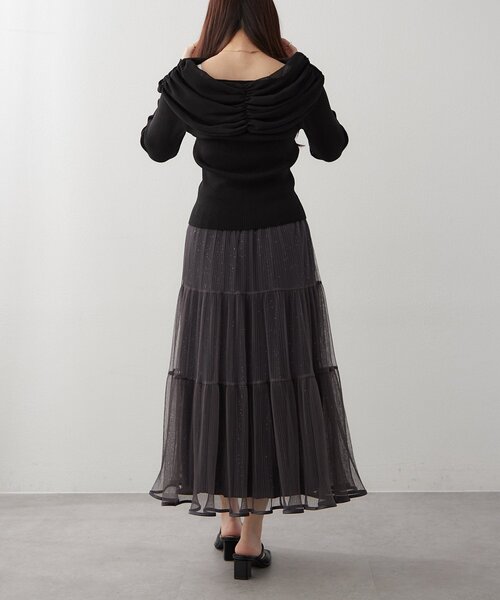 Another Branch olive des olive（アナザーブランチオリーブデオリーブ）の「【レディライクなきこなしに】ジョーゼットオフショルプルオーバー（ニット/セーター・レディース・サックスブルー/ブラック/アイボリー・FREE）」の8枚目の写真