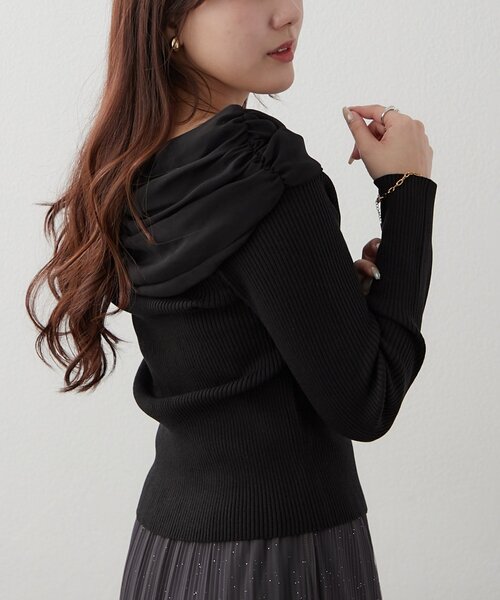 Another Branch olive des olive（アナザーブランチオリーブデオリーブ）の「【レディライクなきこなしに】ジョーゼットオフショルプルオーバー（ニット/セーター・レディース・サックスブルー/ブラック/アイボリー・FREE）」の11枚目の写真