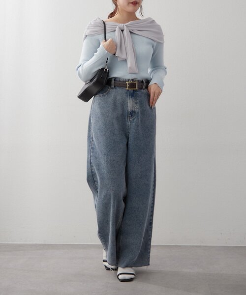 Another Branch olive des olive（アナザーブランチオリーブデオリーブ）の「【レディライクなきこなしに】ジョーゼットオフショルプルオーバー（ニット/セーター・レディース・サックスブルー/ブラック/アイボリー・FREE）」の15枚目の写真