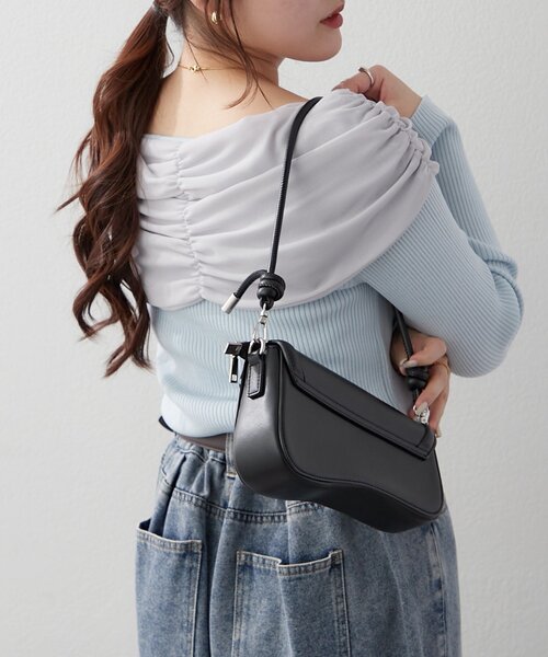 Another Branch olive des olive（アナザーブランチオリーブデオリーブ）の「【レディライクなきこなしに】ジョーゼットオフショルプルオーバー（ニット/セーター・レディース・サックスブルー/ブラック/アイボリー・FREE）」の17枚目の写真