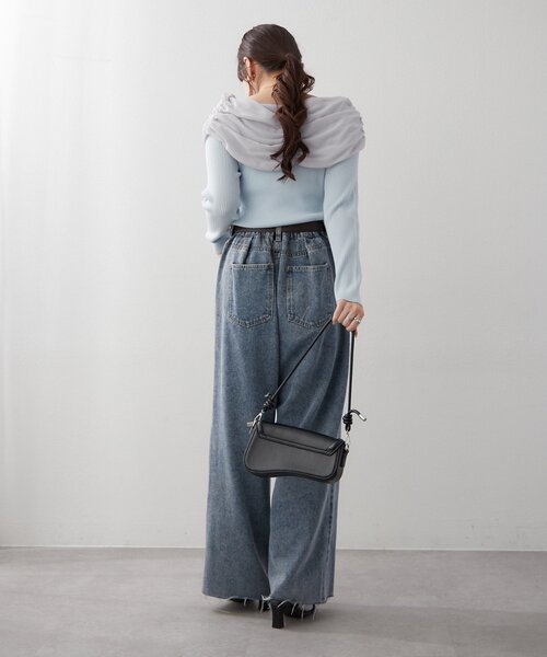 Another Branch olive des olive（アナザーブランチオリーブデオリーブ）の「【レディライクなきこなしに】ジョーゼットオフショルプルオーバー（ニット/セーター・レディース・サックスブルー/ブラック/アイボリー・FREE）」の21枚目の写真