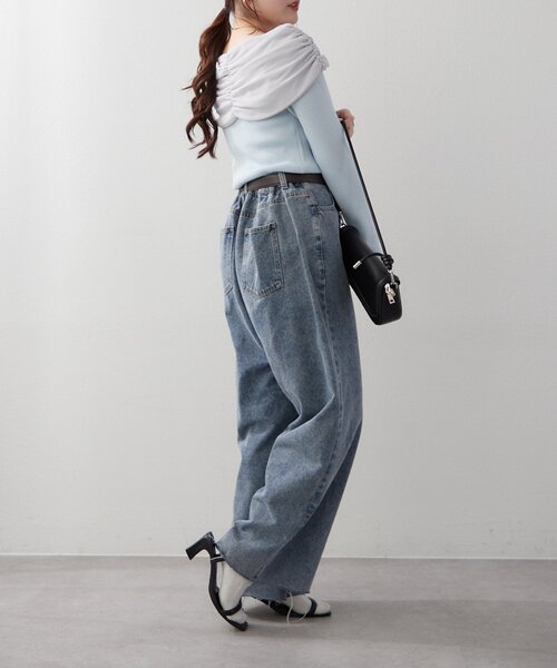 Another Branch olive des olive（アナザーブランチオリーブデオリーブ）の「【レディライクなきこなしに】ジョーゼットオフショルプルオーバー（ニット/セーター・レディース・サックスブルー/ブラック/アイボリー・FREE）」の22枚目の写真