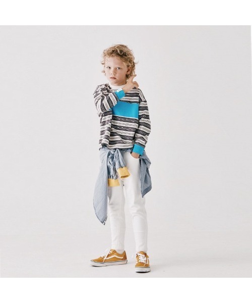 Smoothy(スムージー)の「Smoothy Border Long Sleeves Tee / スムージー ボーダー ロングスリーブ Tシャツ(Tシャツ/カットソー・キッズ・ネイビー系/グレー系その他・LARGE/X-LARGE/MEDIUM)」の2枚目の写真