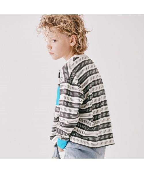 Smoothy(スムージー)の「Smoothy Border Long Sleeves Tee / スムージー ボーダー ロングスリーブ Tシャツ(Tシャツ/カットソー・キッズ・ネイビー系/グレー系その他・LARGE/X-LARGE/MEDIUM)」の4枚目の写真