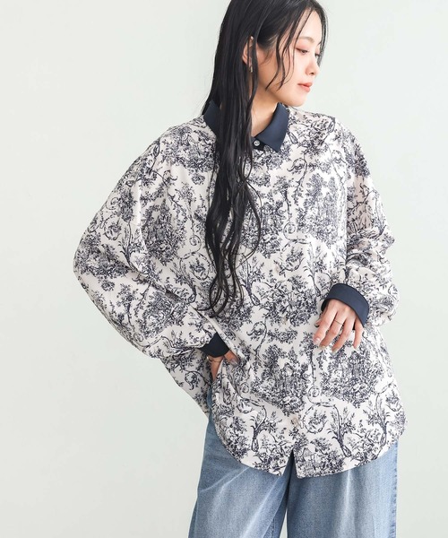 n'OrLABEL(ノアールレーベル)の「トワルドジュイ柄シャツ(シャツ/ブラウス・レディース・ブルー/アイボリー・FREE)」の12枚目の写真