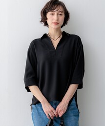 ストレッチジョーゼット スキッパー ブラウス