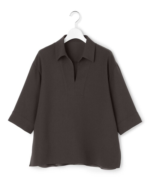 23区 L(ニジュウサンクオオキイサイズ)の「ストレッチジョーゼット スキッパー ブラウス(シャツ/ブラウス・レディース・ネイビー系/ダークブラウン系/ブラック系・44/46)」の13枚目の写真