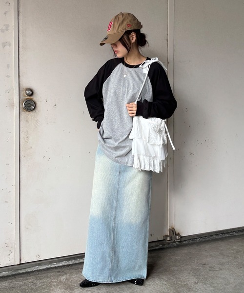 ISOOK(アイスー)の「【ISOOK / アイスー】オーバーサイズラグランTシャツ / ラグランスリーブ シンプルTシャツ ビッグシルエット ロンT 長袖 ルーズ 春トップス 春服 ZOZOTOWN限定(Tシャツ/カットソー・レディース・ネイビー/レッド/ブラック・FREE)」の13枚目の写真