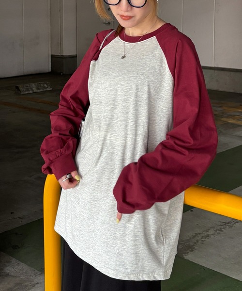 ISOOK(アイスー)の「【ISOOK / アイスー】オーバーサイズラグランTシャツ / ラグランスリーブ シンプルTシャツ ビッグシルエット ロンT 長袖 ルーズ 春トップス 春服 ZOZOTOWN限定(Tシャツ/カットソー・レディース・ネイビー/レッド/ブラック・FREE)」の16枚目の写真