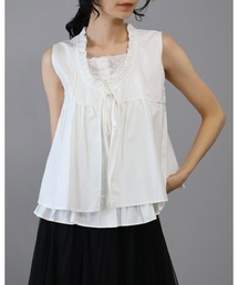 Doumoi（ドゥモエ）の「フリルVネックレイヤード風リボンベスト（ベスト）」