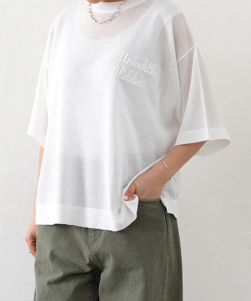 JOURNAL STANDARD LUXE（ジャーナルスタンダード　ラックス）の「シアー T（ニット/セーター・レディース・ホワイト/ブラック・FREE）」の7枚目の写真