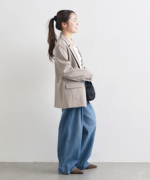 U by SPICK&SPAN（ユーバイスピックアンドスパン）の「ルーズタックバギーデニム（デニムパンツ・レディース・ブルー/サックスブルー・38/36/34）」の4枚目の写真