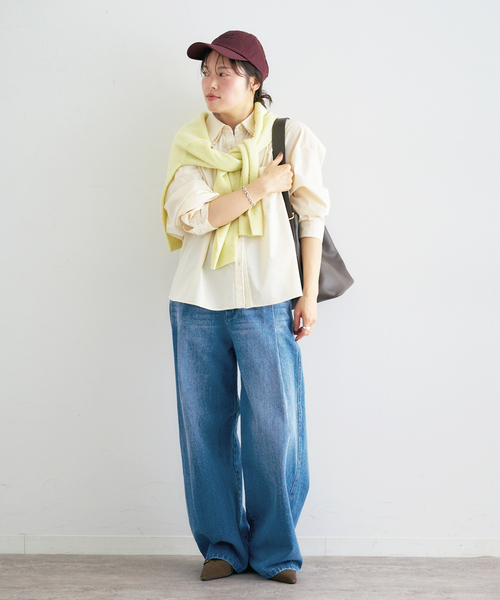 U by SPICK&SPAN（ユーバイスピックアンドスパン）の「ルーズタックバギーデニム（デニムパンツ・レディース・ブルー/サックスブルー・38/36/34）」の6枚目の写真