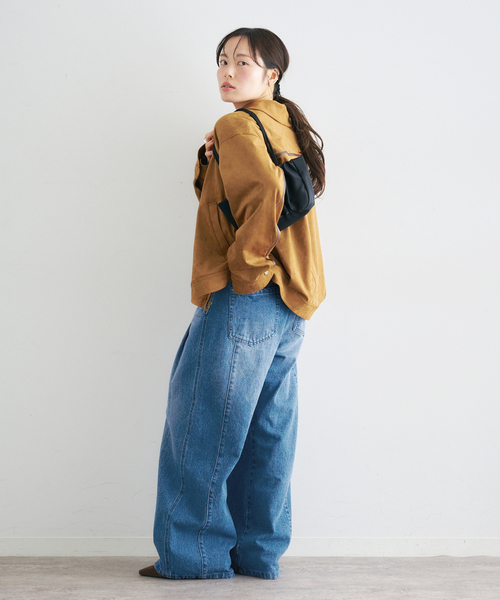 U by SPICK&SPAN（ユーバイスピックアンドスパン）の「ルーズタックバギーデニム（デニムパンツ・レディース・ブルー/サックスブルー・38/36/34）」の11枚目の写真