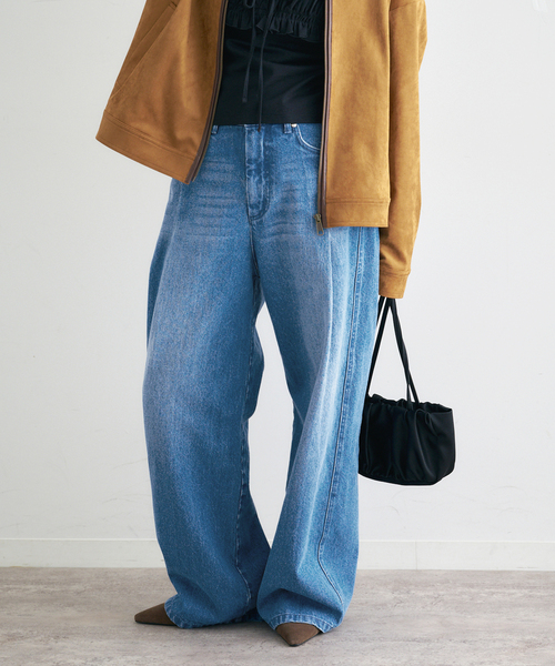 U by SPICK&SPAN（ユーバイスピックアンドスパン）の「ルーズタックバギーデニム（デニムパンツ・レディース・ブルー/サックスブルー・38/36/34）」の14枚目の写真