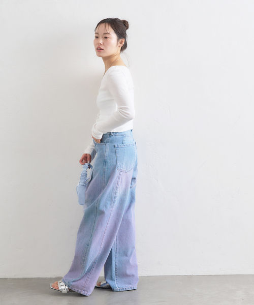 U by SPICK&SPAN（ユーバイスピックアンドスパン）の「ルーズタックバギーデニム（デニムパンツ・レディース・ブルー/サックスブルー・38/36/34）」の19枚目の写真