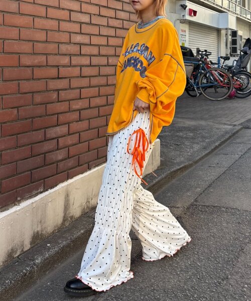 CIAOPANIC TYPY(チャオパニックティピー)の「【HELLO.SANFRANCISCO/ハローサンフランシスコ】ドット柄シャーリングパンツ(その他パンツ・レディース・ホワイト/ブラック・SMALL/MEDIUM)」の9枚目の写真