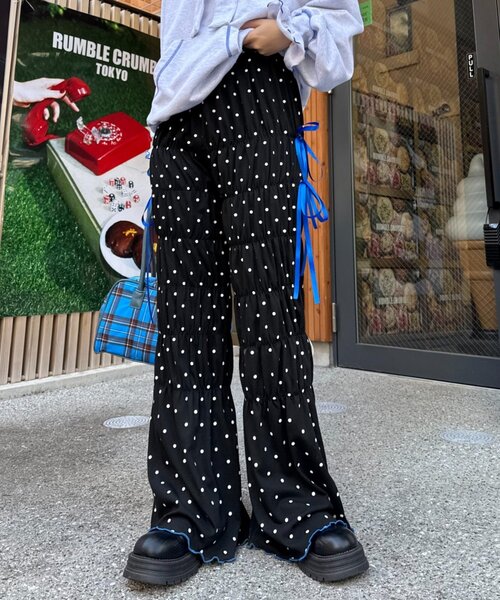 CIAOPANIC TYPY(チャオパニックティピー)の「【HELLO.SANFRANCISCO/ハローサンフランシスコ】ドット柄シャーリングパンツ(その他パンツ・レディース・ホワイト/ブラック・SMALL/MEDIUM)」の11枚目の写真