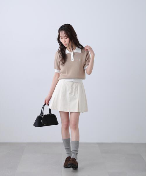 FREE'S MART(フリーズマート)の「◆〈セットアップ対応〉ベルト付きプリーツミニスカート(スカート・レディース・ベージュ/ホワイト・MEDIUM/SMALL)」の12枚目の写真