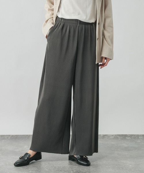 GLOBAL WORK（グローバルワーク）の「セルフカットプリーツパンツ/638599（その他パンツ・レディース・ブラック/ブラウン/オフホワイト/ダークグレー/ミント/ネイビー・LARGE/MEDIUM）」の4枚目の写真