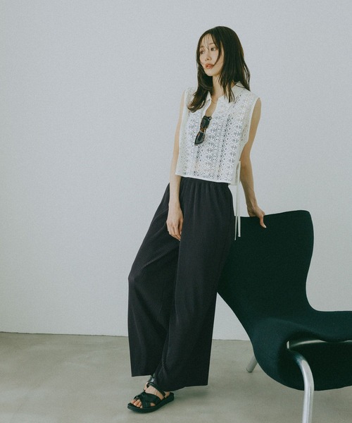 GLOBAL WORK（グローバルワーク）の「セルフカットプリーツパンツ/638599（その他パンツ・レディース・ブラック/ブラウン/オフホワイト/ダークグレー/ミント/ネイビー・LARGE/MEDIUM）」の11枚目の写真