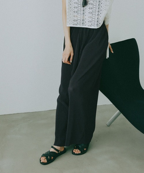 GLOBAL WORK（グローバルワーク）の「セルフカットプリーツパンツ/638599（その他パンツ・レディース・ブラック/ブラウン/オフホワイト/ダークグレー/ミント/ネイビー・LARGE/MEDIUM）」の9枚目の写真